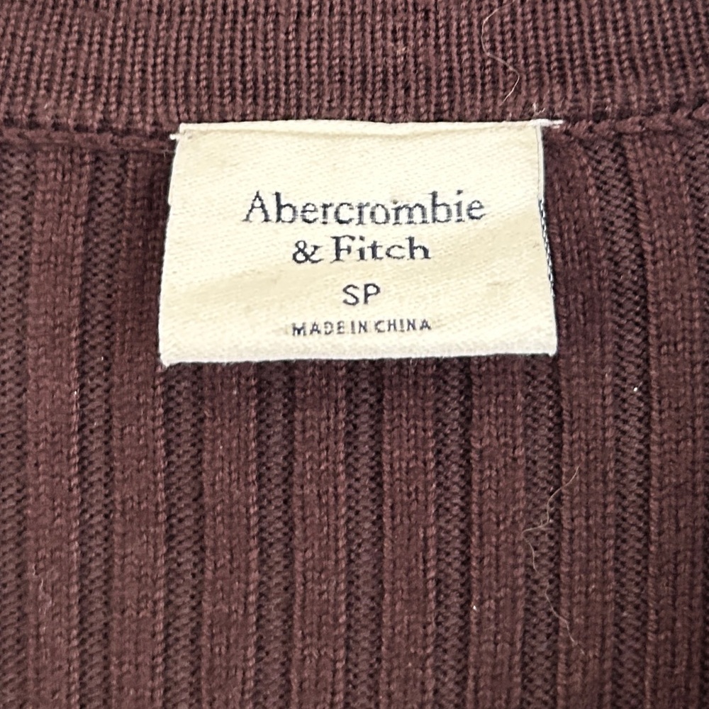 Y2K ABERCROMBIE & FITCH Chocolate Brown Ribbed Knit Polo Bodycon Mini Dress Sz S - Picture 2 of 10